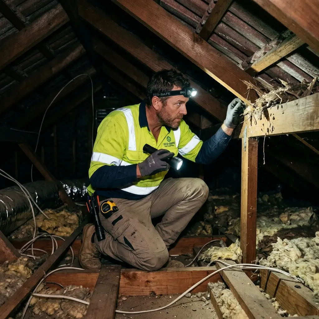 Technician locating dead rodents inside a Preston wall cavity with detection equipment