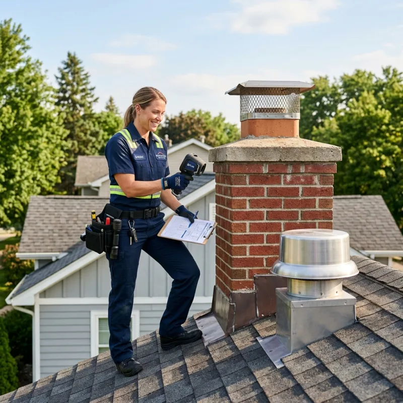 Technician inspecting a Preston roof cavity and ductwork for a dead bird